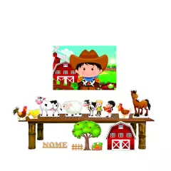 9 Display Fazendinha com Animais Decoração de Festas Mdf Painel Nome na internet