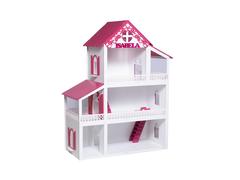 Casinha De Boneca Branca pink 36 Móveis Rosa Parquinho - LOPES MDF