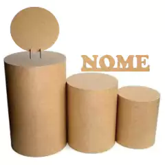 3 Cilindro P M G Mdf Reforçado Decoração Nome Festa painel