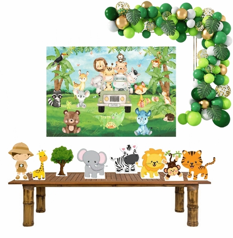 8 Display Safari Decoração de Festas com Painel e Nome