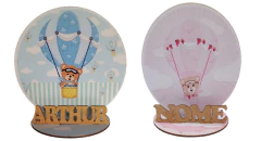 12 Centro de Mesa Ursinho Baloeiro Rosa Azul Personalizado Lembranças Festa