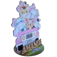12 Peças Centros Mesa Safari Rosa Personalizado Lembranças Festa - comprar online