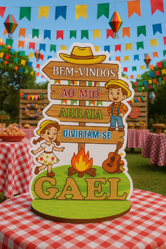 12 Centro de Mesa Placa Festa junina Menina Personalizado Lembranças Festa na internet