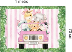 8 Display Safari Rosa Menina Animais Festas Mdf Painel Nome na internet