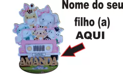 12 Peças Centros Mesa Safari Rosa Personalizado Lembranças Festa - loja online