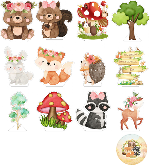 12 Peças Centros Mesa Bosque Animais variado Personalizado Lembranças Festa
