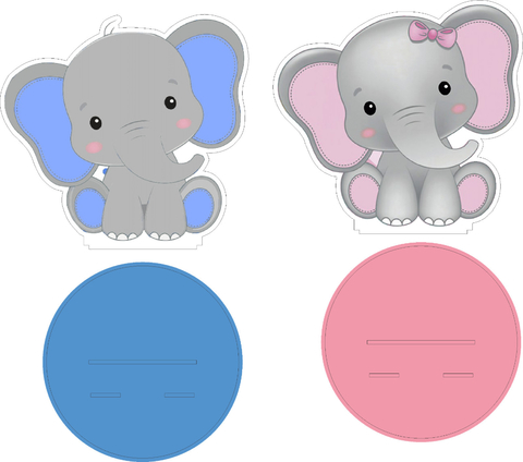 12 Centros Mesa Elefante Azul e Rosa personalizado Lembranças Festa