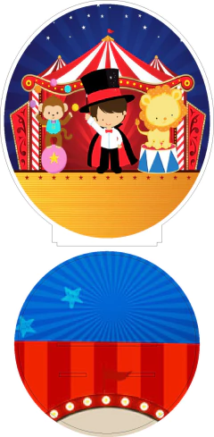 12 Peças Centros de mesa Circo magico menino Personalizado Lembranças Festa
