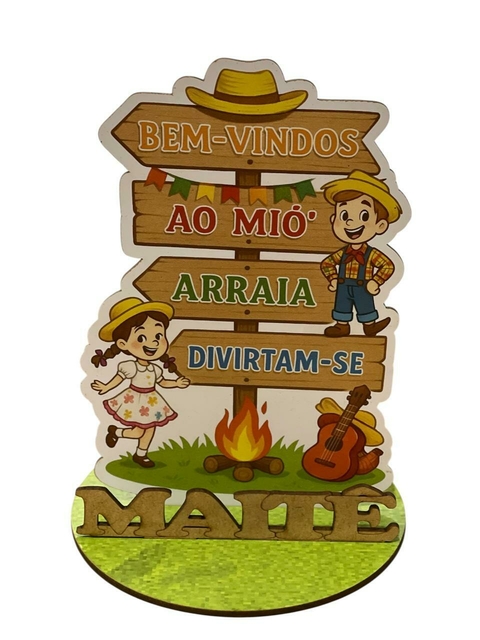 12 Centro de Mesa Placa Festa junina Menina Personalizado Lembranças Festa - comprar online