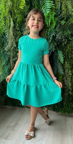 Vestido Infantil Manguinha Crepe Pipoquinha. - comprar online