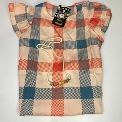Vestido Quadriculado - Laranja/Azul. - comprar online