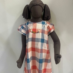 Vestido Quadriculado - Laranja/Azul. na internet