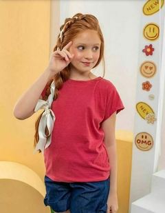 Blusa Manguinha Menina Laço 3D Ultrasoft-Bolsadinhos.