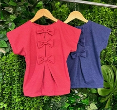 Blusa Manguinha Menina Laço 3D Ultrasoft-Bolsadinhos. - comprar online