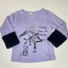 Blusa Lilás Infantil - Manga Longa Pelúcia.