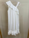 Vestido Branco Gelo- Canelado Babado - Infantil.