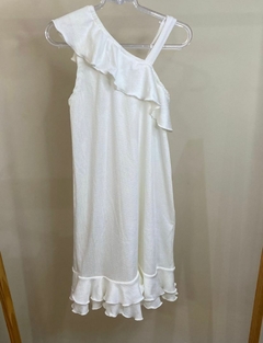 Vestido Branco Gelo- Canelado Babado - Infantil.