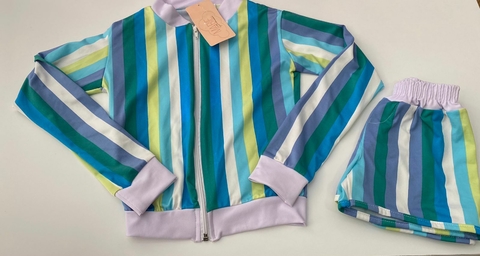 Conjunto Jaqueta Listrado e short- Infantil Feminino