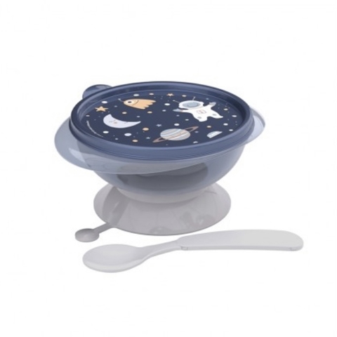 Tigela com Ventosa Tampa e Colher - Astronauta