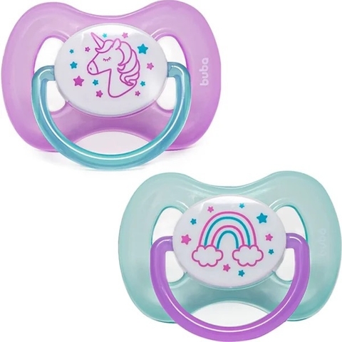 Kit 2 Chupetas Buba Comfort Tam 2 Noturna - Unicórnio