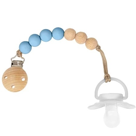 Prendedor de Chupeta Silicone e Bambu Azul - Buba