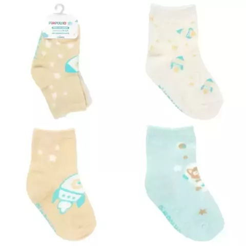 Kit 3 Pares Meia Tam 21-25 Foguete Bege/Verde - Pimpolho