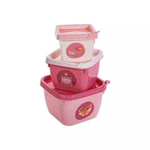 Kit 3 Potes Animais Rosa