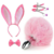 Kit Plug Anal Pompom, Tiara De Orelha Coelhinha, Grampos Para Mamilos E Laço Sexy Import