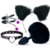 Kit Plug Anal Pompom, Tiara De Orelhas Gatinha, Grampos Para Mamilos E Gargantilha Sexy Import