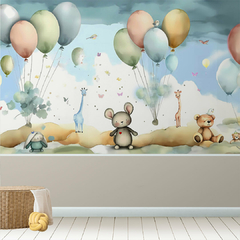 MI010 - Mural Infantil - Animales y Globos