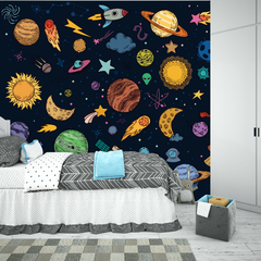 MI011 - Mural Infantil - Universo y planetas