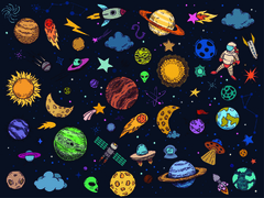 MI011 - Mural Infantil - Universo y planetas - comprar online