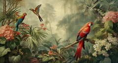 MN038- Mural Naturaleza - Selva, pájaros - comprar online