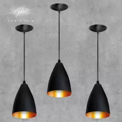 Kit 3 Vegas Pendentes Lustre Estilo Arandela Modelo Bala preto/cobre Envio imediato Casa e Decoração ideal para bancada, balcão, sala e cozinha.