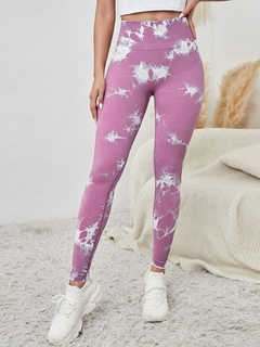 Calça Yoga Marmoreio Tie-Dye Legging Esportiva Mulheres Correndo Fitness Cintur