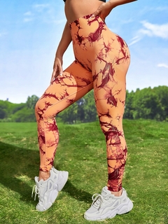 Calça Yoga Marmoreio Tie-Dye Legging Esportiva Mulheres Correndo Fitness Cintur na internet
