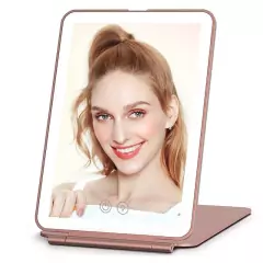 Espelho De Maquiagem Compacto LED Com 3 Espelhos De Luz Coloridas 80 Luzes Dobrável Cosmético Para Viagem