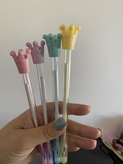 caneta coroa gliter
