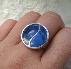 Anillo Redondo Piedra Natural Plata 950