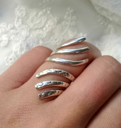 Anillo Ancho dos Vientos de Plata 950