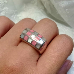 Anillo Rectangulo Piedras Naturales Plata 925