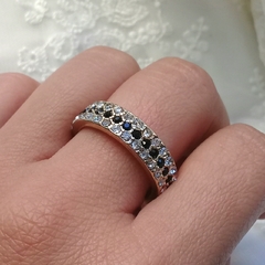 Anillo Sin Fin con Cubic Blanco y Negro Oro Gold