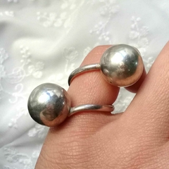 Anillo Espiral con dos Bolas Plata 925