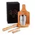 Kit composto por seis acessórios para caipirinha, sendo um copo em aço inox escovado de 350ml; faca 4 para frutas em Madeira/Inox; socador/pilão, colh