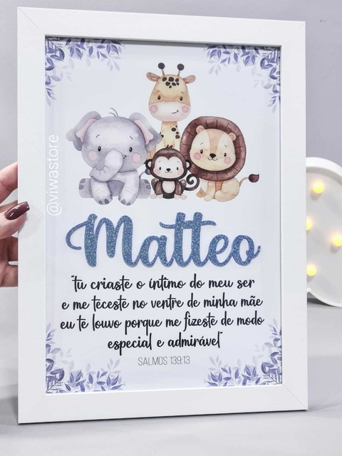 QUADRO NOME + VERSÍCULO ( SAFARI BABY )