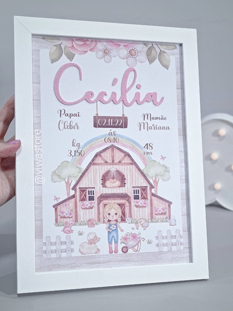 QUADRO MEU NASCIMENTO (FAZENDINHA AQUARELA)