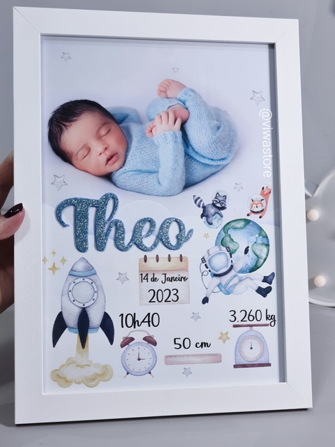 QUADRO MEU NASCIMENTO COM FOTO (ASTRONAUTA)