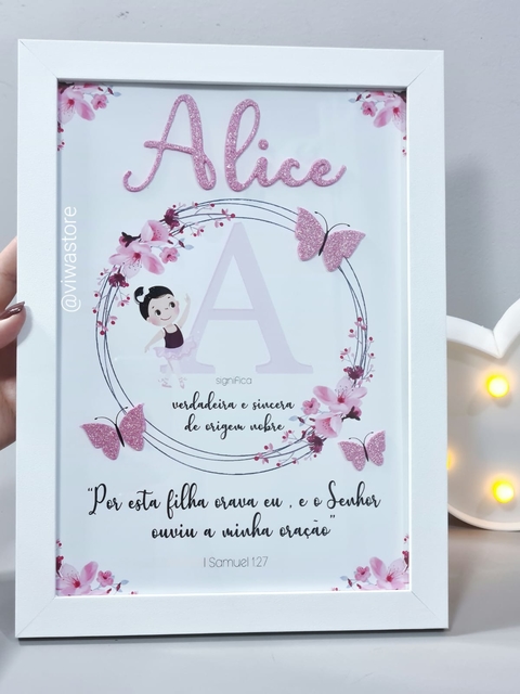 QUADRO INICIAL DO NOME + NOME (BAILARINA E BORBOLETAS)