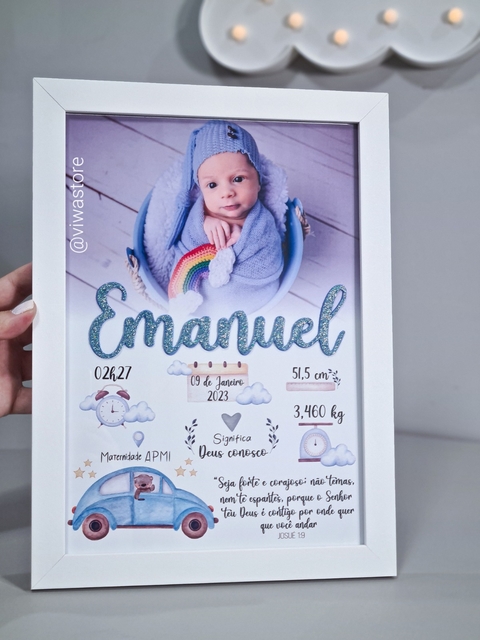 QUADRO MEU NASCIMENTO COM FOTO( ARCO-ÍRIS)