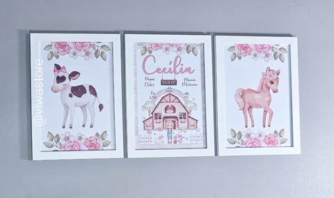 KIT COM 3 QUADROS (FAZENDINHA AQUARELA)